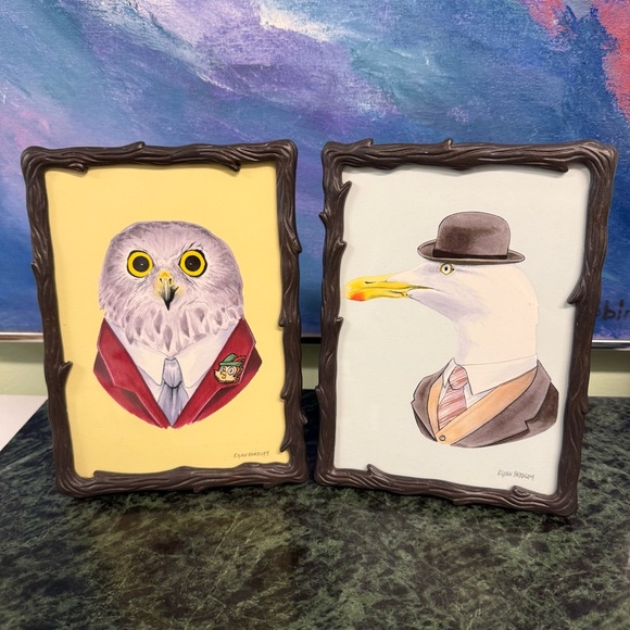 Ryan Berkley Other - Lot Of 2 Ryan Berkley Prints Powerful Owl & Seagull Gentleman Framed & Signed
